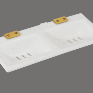 front self double soap dish black & white